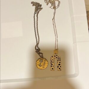 Gold Faith Pendant Necklace & Leopard Spotted Necklace